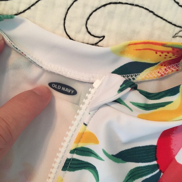 Old Navy, Long Sleeve Hawaiian Zip-Up Swimsuit - Picture 4 of 5